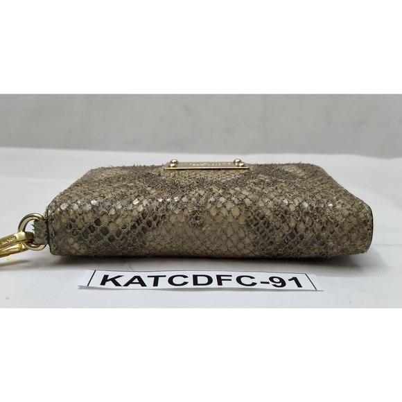 Michael Kors Snakeskin Embossed Leather Zip Around Credit Card Wristlet Wallet - Picture 6 of 16